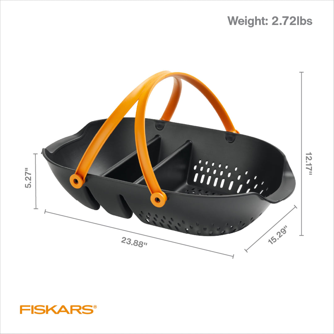 Fiskars Garden Harvest Basket - Container for Gardening and Harvesting with Tool Caddy - Harvesting Basket Doubles as a Colander for Vegetables and Fruits - Garden Accessories