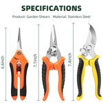 Load image into Gallery viewer, EWPJDK 3 Pack Garden Pruning Shears, Stainless Steel Shears, Gardening Shears, Scissors, Garden Clippers, Pruning Snips, Pruning Shears for Gardening Tools