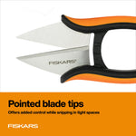 Load image into Gallery viewer, Fiskars Herb Garden Scissors, 5" Garden Shears, Handheld Herb Snips with Sheath and SoftGrip Handle, Dishwasher Safe