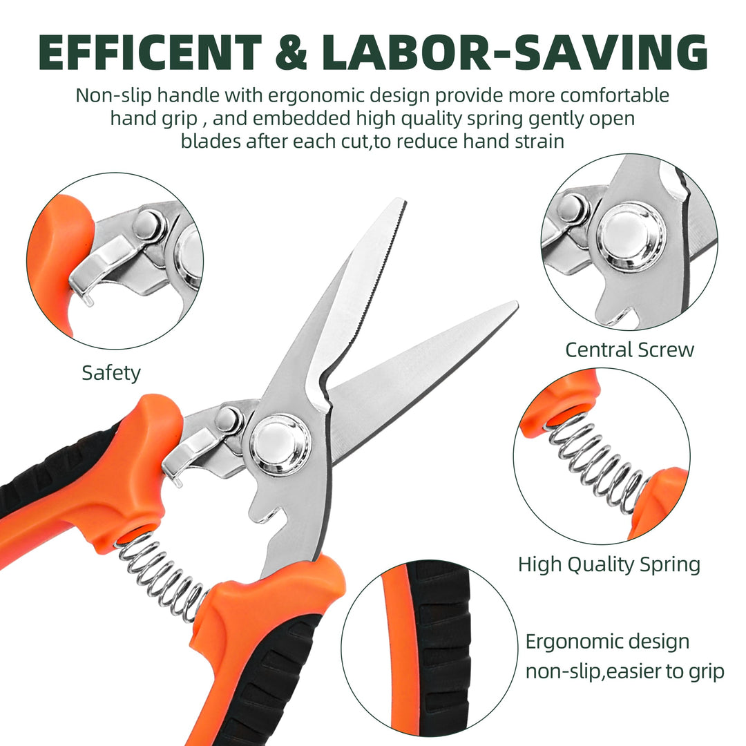 EWPJDK 3 Pack Garden Pruning Shears, Stainless Steel Shears, Gardening Shears, Scissors, Garden Clippers, Pruning Snips, Pruning Shears for Gardening Tools